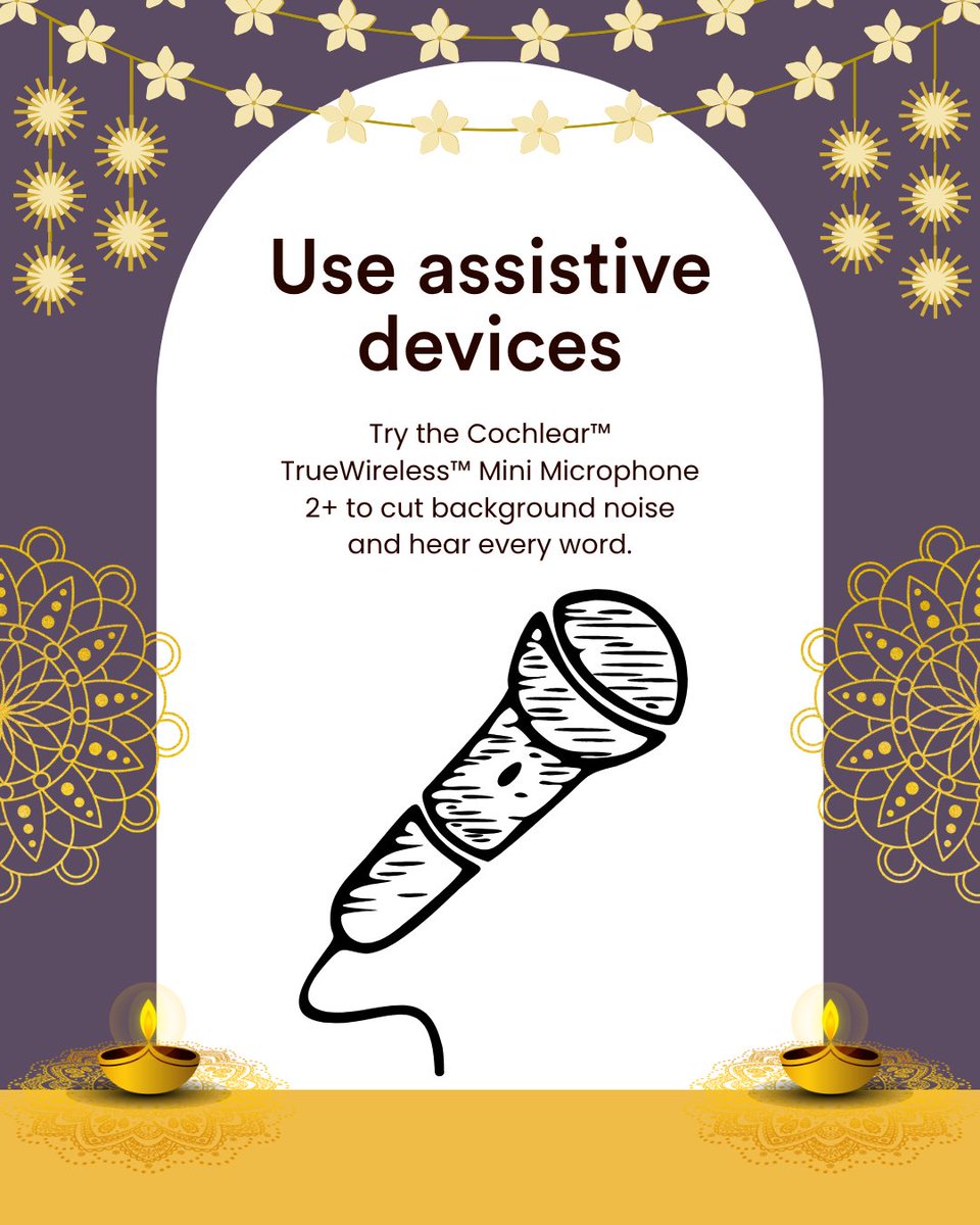 CochlearIndia's tweet image. ✨ This Diwali, hear every moment that matters! ✨

Festive gatherings can be noisy, but with a few simple strategies, you can enjoy every laugh, conversation, and cheer. These 5 tips can help you celebrate confidently and connect effortlessly.

#CochlearIndia #HearingAwareness