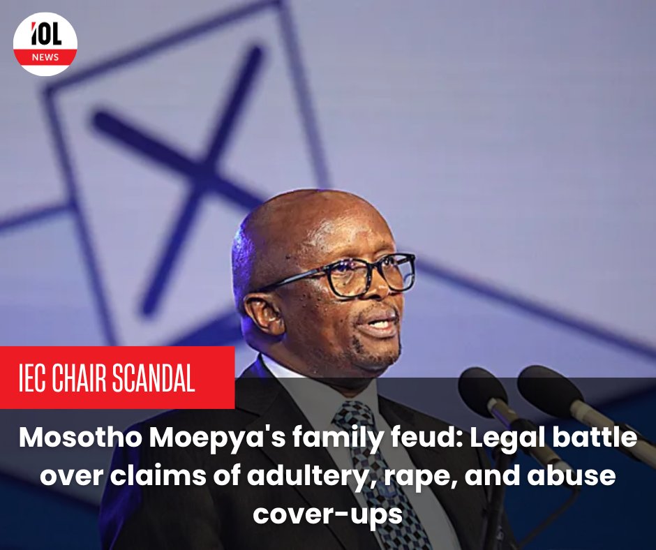 IOL's tweet image. Electoral Commission of SA (IEC) chairperson Mosotho Moepya and his nephew are embroiled in a nasty legal tussle over serious allegations of being an adulterer, a rape apologist, and covering up for rapists and abusers.
#MosothoMoepya #IEC #SouthAfrica #LegalTussle #Scandal…