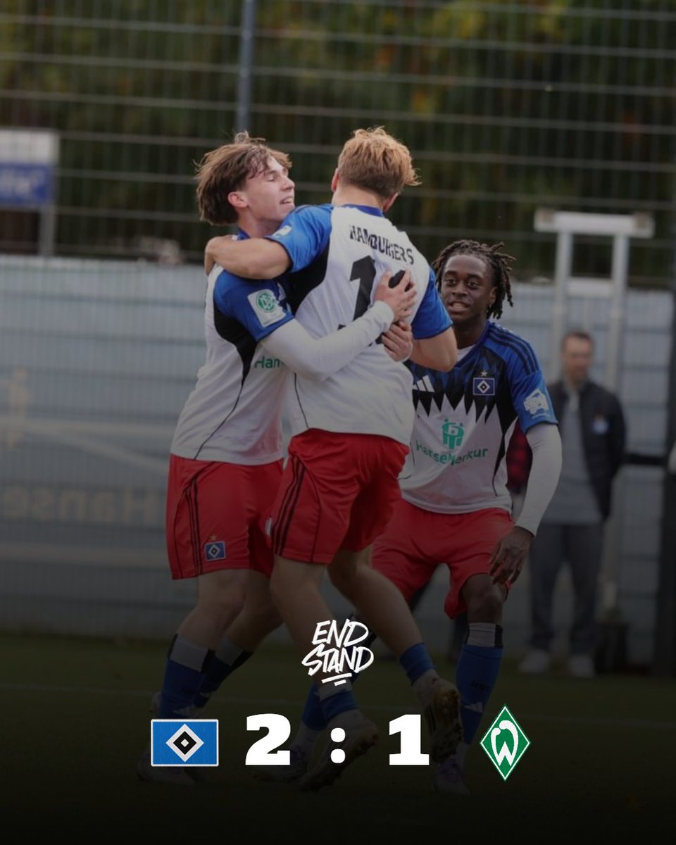 YEEEEEES!!!! 🤩 Unsere #U19 feiert einen Last-Minute-Derbysieg gegen den SV Werder Bremen. 💪💪💪 

Finn #Barkowsky verwandelt in der Nachspielzeit einen Foulelfmeter zum 2:1-Heimsieg - es ist der siebte Sieg im siebten Spiel. Genial, Jungs! 👏

#nurderHSV #HSVYoungTalents