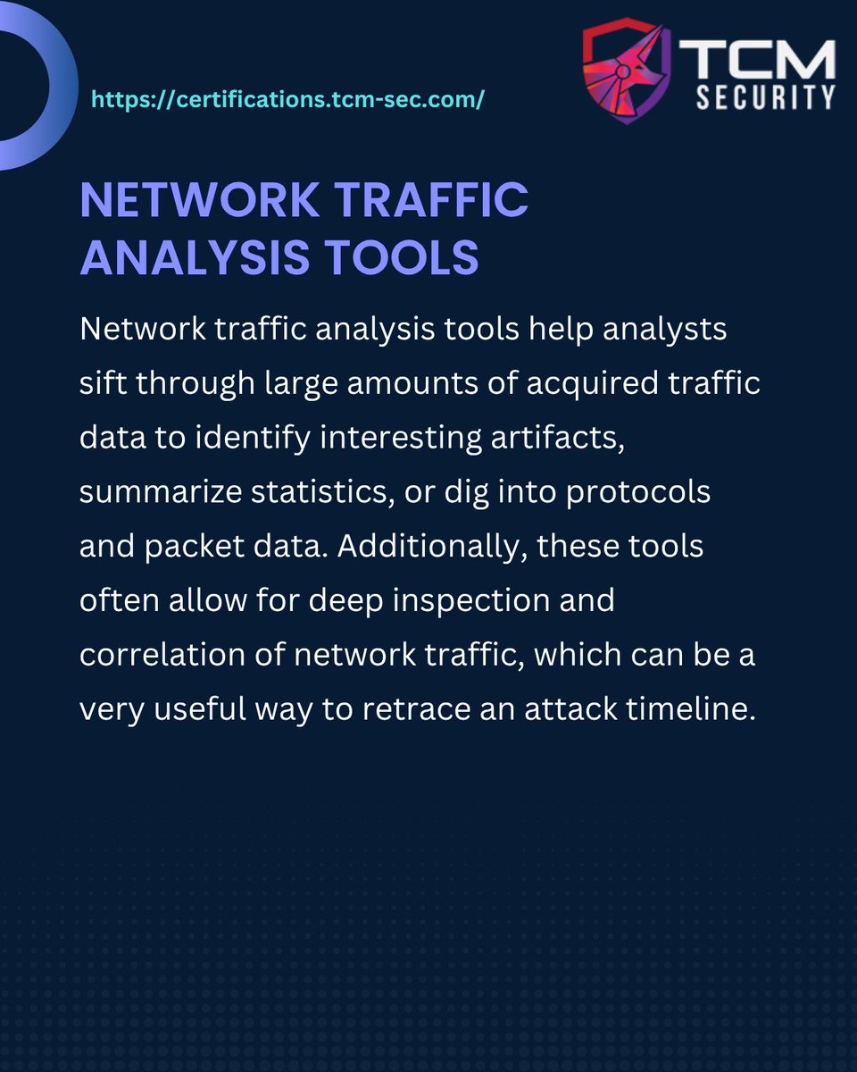 TCMSecurity's tweet image. Let’s dive into network traffic and analysis tools today. Explore why #SOC analysts need these tools in their arsenal, their use cases, and some popular choices, like:

🧠 𝐓𝐜𝐩𝐝𝐮𝐦𝐩
🦈 𝐖𝐢𝐫𝐞𝐬𝐡𝐚𝐫𝐤
⚡𝐙𝐞𝐞𝐤 

We have a lot of blue teaming content in the works right…