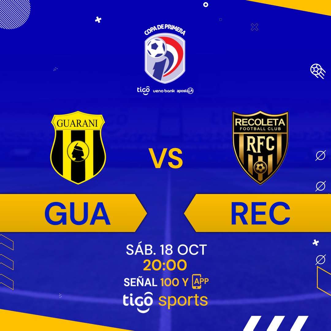#CopaDePrimeraAPF2025 🇵🇾
#Guarani vs #Recoleta
🎙️ Relatos: <a href="/NelsonReneOk/">Nelson Rene</a>
🎙️ Comentarios: <a href="/Juliosaza/">Julio Samaniego</a>
🎙️ Campo de Juego: #FredyIrala
 📺 TV: <a href="/TigoSportsPY/">Tigo Sports</a>🇵🇾
💻📱 <a href="/TigoSportsPY/">Tigo Sports</a> APP🇵🇾
#️⃣  #TigoSportsPY

▶️Viví el #ClausuraAPF2025 por tigosports.com.py