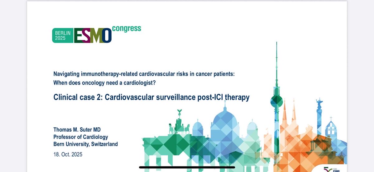 Novi Yanti Sari (@slumberbell) on Twitter photo Insights from the <a href="/myESMO/">ESMO - Eur. Oncology</a> & ESC Council on Cardio-Oncology joint session at #ESMO25 💬
Prof <a href="/TeresaLpezFdez1/">Teresa Lopez Fernandez</a> explored the cardiovascular surveillance during #ICI therapy:
📍Baseline CV assessment optimises care & guides referral
📍Baseline #troponin & #ECG serve as reference Insights from the <a href="/myESMO/">ESMO - Eur. Oncology</a> & ESC Council on Cardio-Oncology joint session at #ESMO25 💬
Prof <a href="/TeresaLpezFdez1/">Teresa Lopez Fernandez</a> explored the cardiovascular surveillance during #ICI therapy:
📍Baseline CV assessment optimises care & guides referral
📍Baseline #troponin & #ECG serve as reference