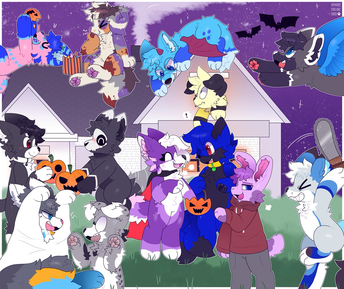 spooky scary... furries? 🎃👻✨
<finished halloween ych>
