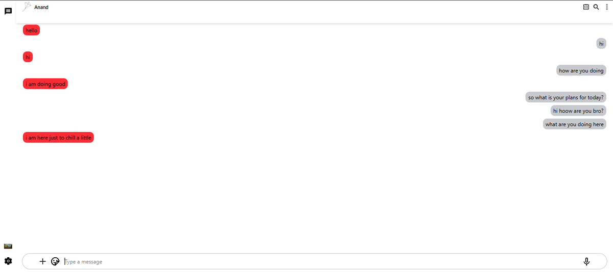 CoderAnand's tweet image. Day 29 of learning programming 🚀
Big progress today! The basic chat logic is done — users can now chat in real time with active users.
Added basic styling to show which messages are sent or received.
#MERNStack #ChatApp #JavaScript #React #NodeJS #SocketIO #Day29