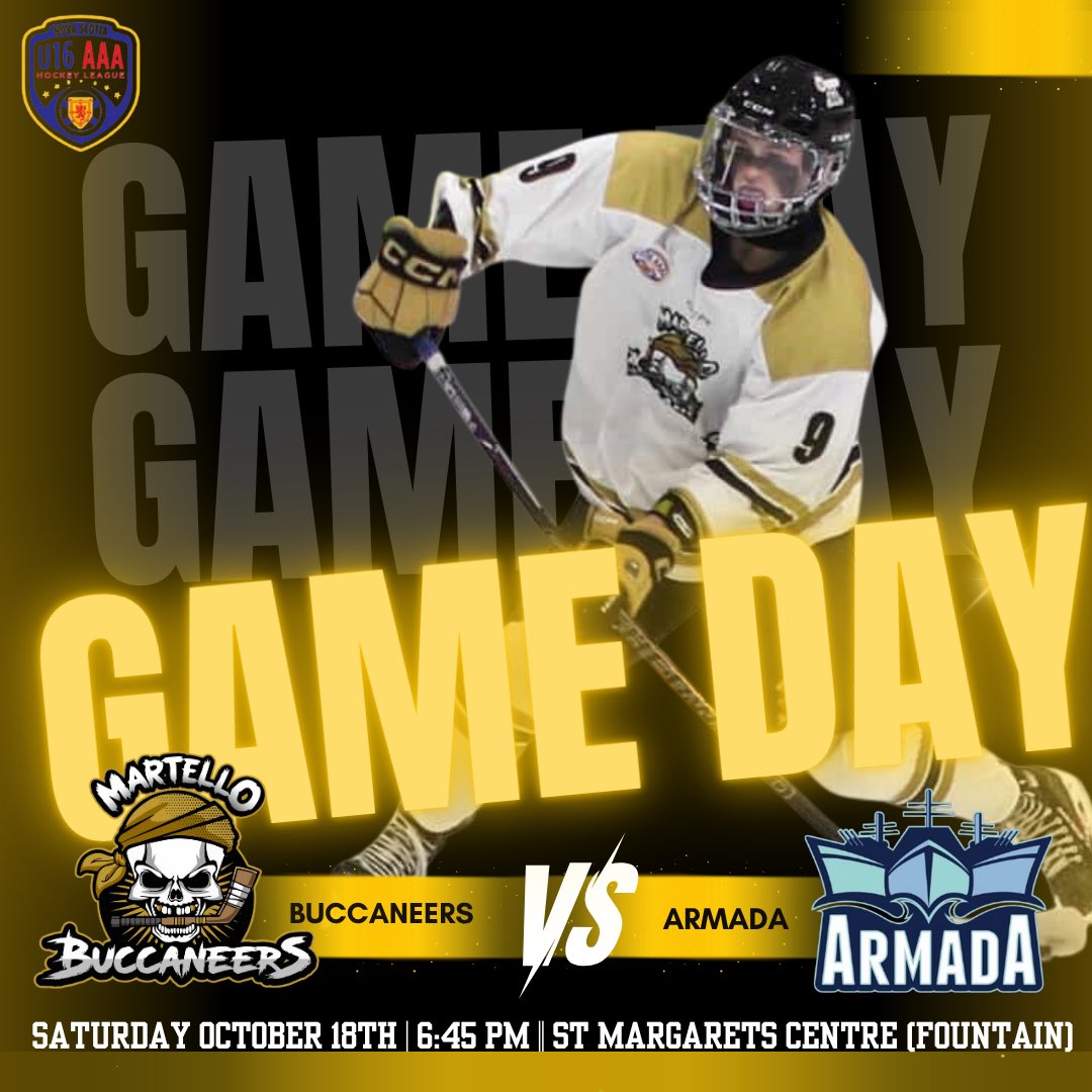 G A M E  D A Y  !  🏴‍☠️ 🏴‍☠️ 🏴‍☠️ 

VS  Basin Armada🏒
Puck drops at 6:45pm

📍St. Margaret’s Centre (Fountain)

🎥 Live-stream: <a href="/thehighbutton/">High Button Sports</a> 

LET’S GO BUCS!!!!!!!!! 🏴‍☠️ 🏴‍☠️ 🏴‍☠️