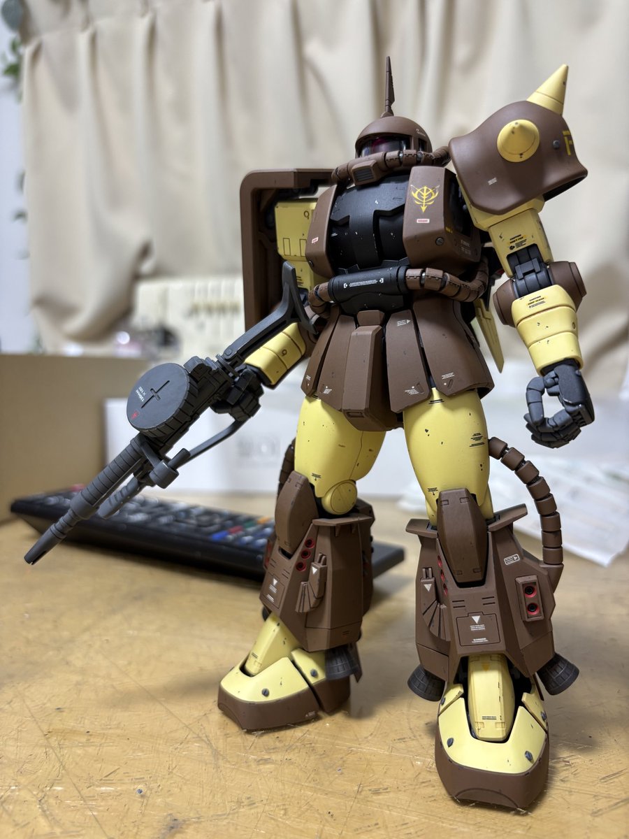 sou_evo's tweet photo. ナカガワ機完成。
茶色‥陸軍カーキ＋艦底色（ココアブラウン）少量
黄色‥クールホワイト＋MSイエロー少量
黒‥ウイノーブラック＋艦底色（ココアブラウン）少量 https://t.co/aPNlkXT5kB