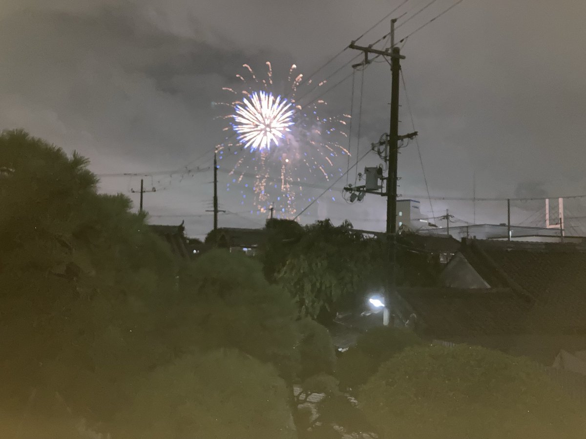 万博のため、時期をずらして開催された花火大会。秋の大雨の花火は、濡れた花のように妖艶。