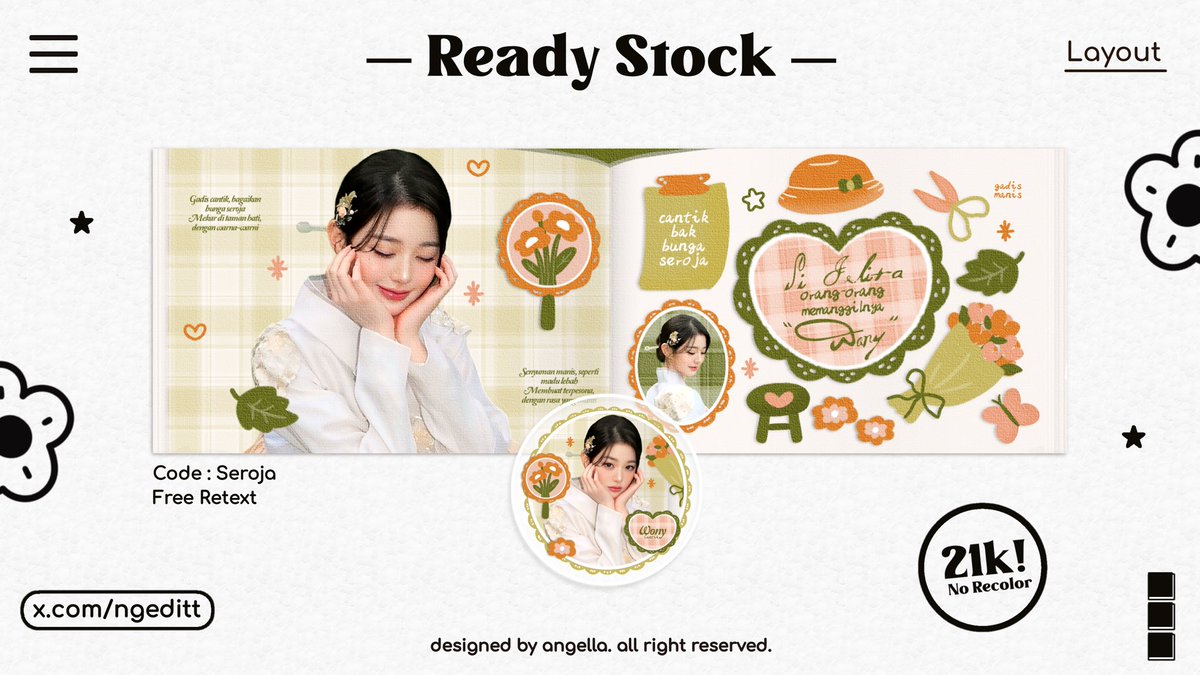 ngeditt's tweet image. ⠀⠀⠀
⠀⠀⌗ ꒰ᐢ. .ᐢ꒱₊ ⠀ ⠀ 

Help RT! Terima kasih^^

Layout ready stock
(Detail ada di pict)

Silakan ketuk dmku untuk
menjemputnya .ᐟ

wony wonyoung wonyo hanbok
 ꩜ .ᐟ #zonauang #zonaba
⠀⠀⠀