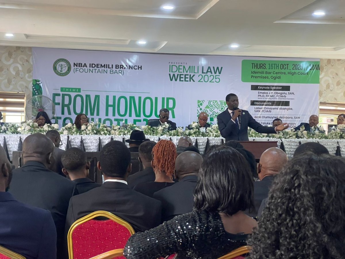 OmoyemiAkangbe's tweet image. &quot;From Honour to Hustle?&quot; Reclaiming the Noble identity of the Legal Profession.&quot; 

A timely theme. A necessary reflection.

We live in a season where ambition often drowns conscience, where quiet compromises have replaced bold convictions. Yet, the lawyer must remain the keeper…