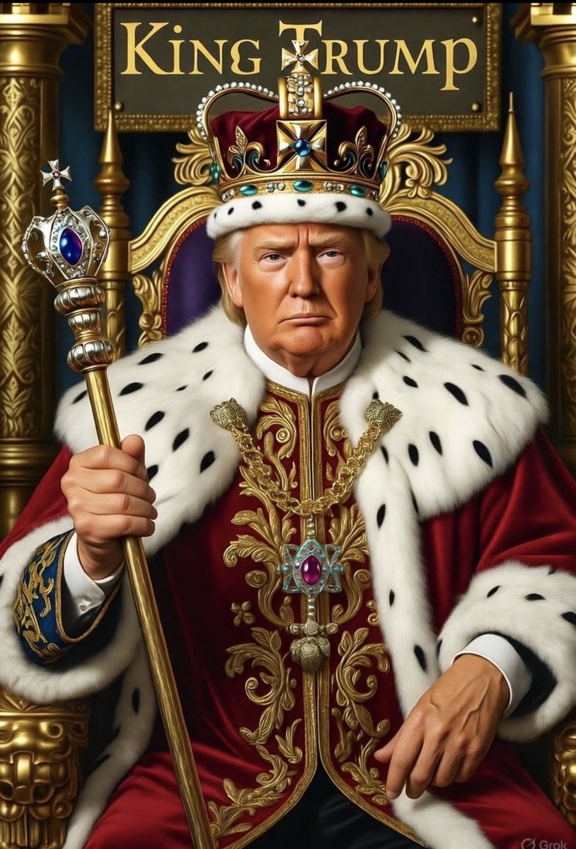 Hey Democrats “Crazies”.  
Today he’s your King. 
Tomorrow he’s your President…. For 3 years and 3 months more.  

Happy King Trump Day.