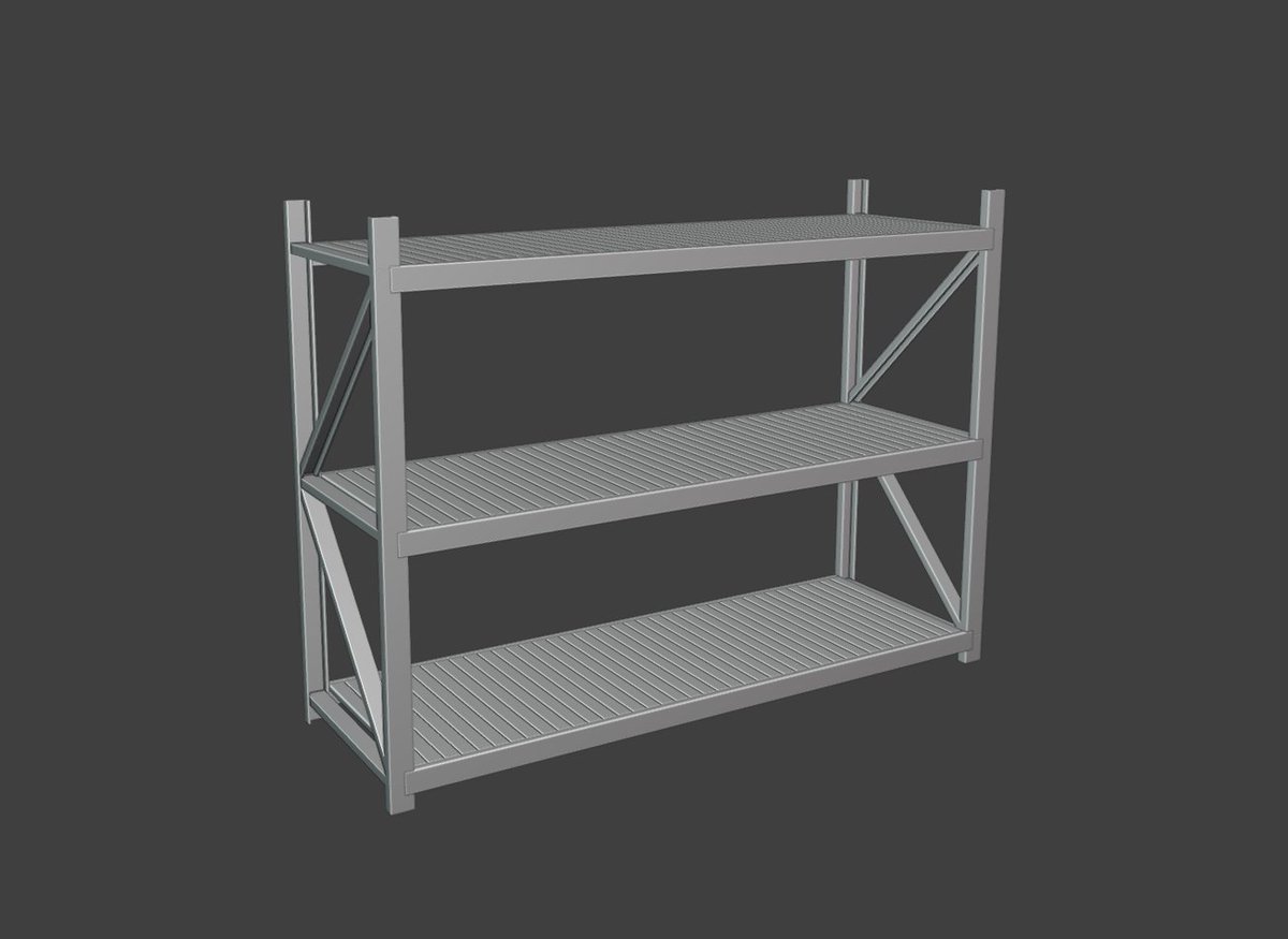 BitByteBytes's tweet image. daily whitebox #87
heavy duty pallet rack
#dailywhitebox
#Lowpoly #indiedev #gamedev #b3d
#3dmodeling #blender #gameart #3dart