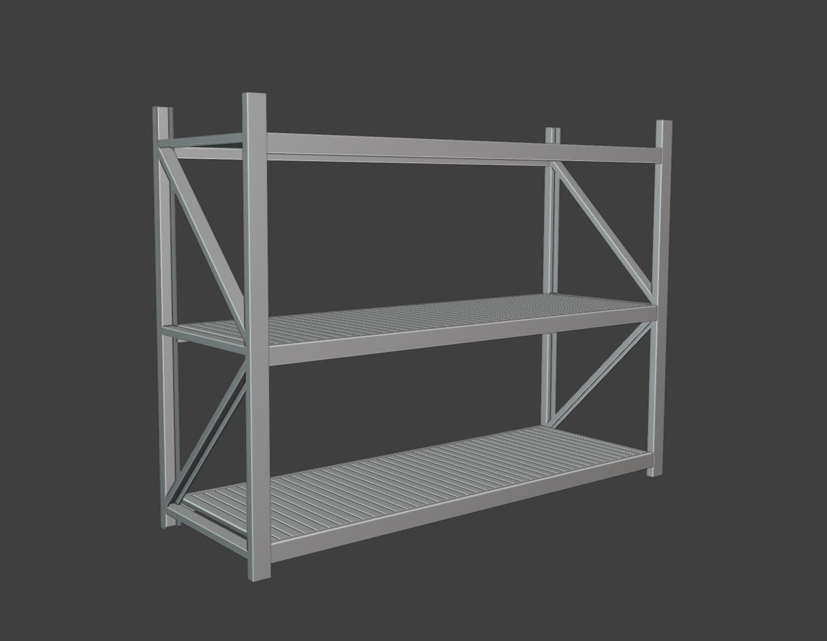 BitByteBytes's tweet image. daily whitebox #87
heavy duty pallet rack
#dailywhitebox
#Lowpoly #indiedev #gamedev #b3d
#3dmodeling #blender #gameart #3dart