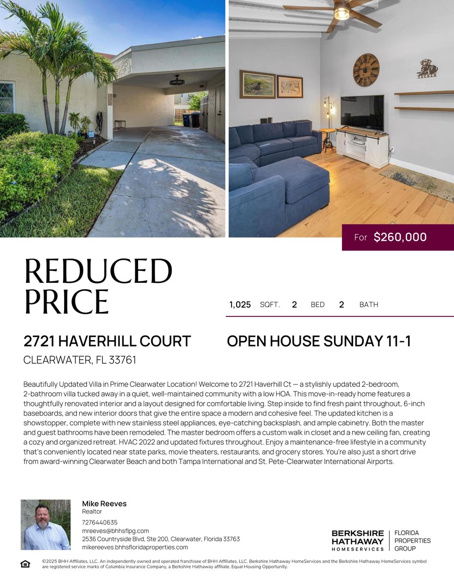 Revis1982's tweet photo. Open House this Sunday! Low HOA. Prime Location. Who do you know looking for an affordable home in Clearwater, Fl? https://t.co/w4idvxEMQV