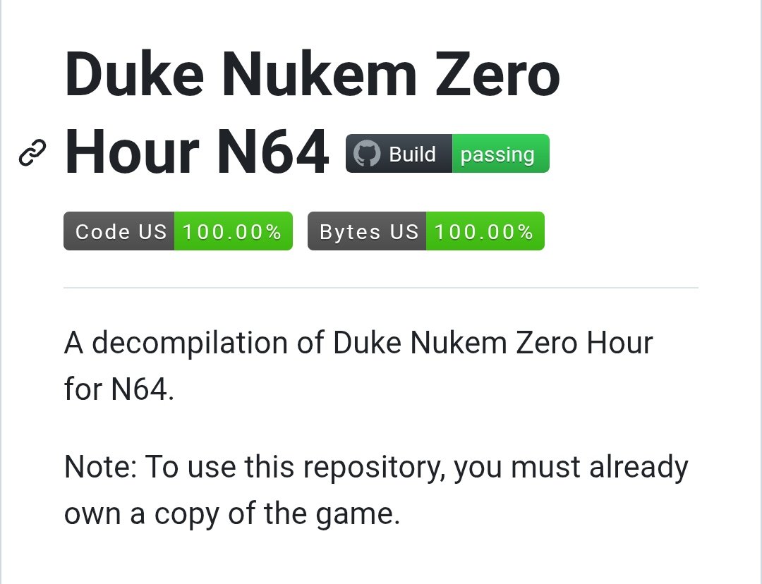 VinciusMedeiro6's tweet image. The Duke Nukem Zero Hour decompilation just reached 100% status