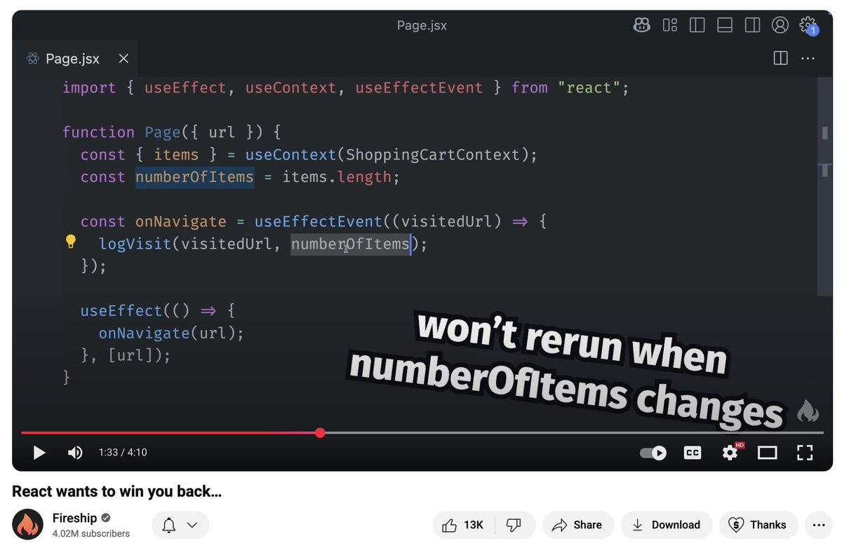 codemastercppYT's tweet image. I don&apos;t do react anymore, but how is useEffectEvent a good idea at all?
cursory look seems to imply disaster by the hands of already not-so-bright web programmers