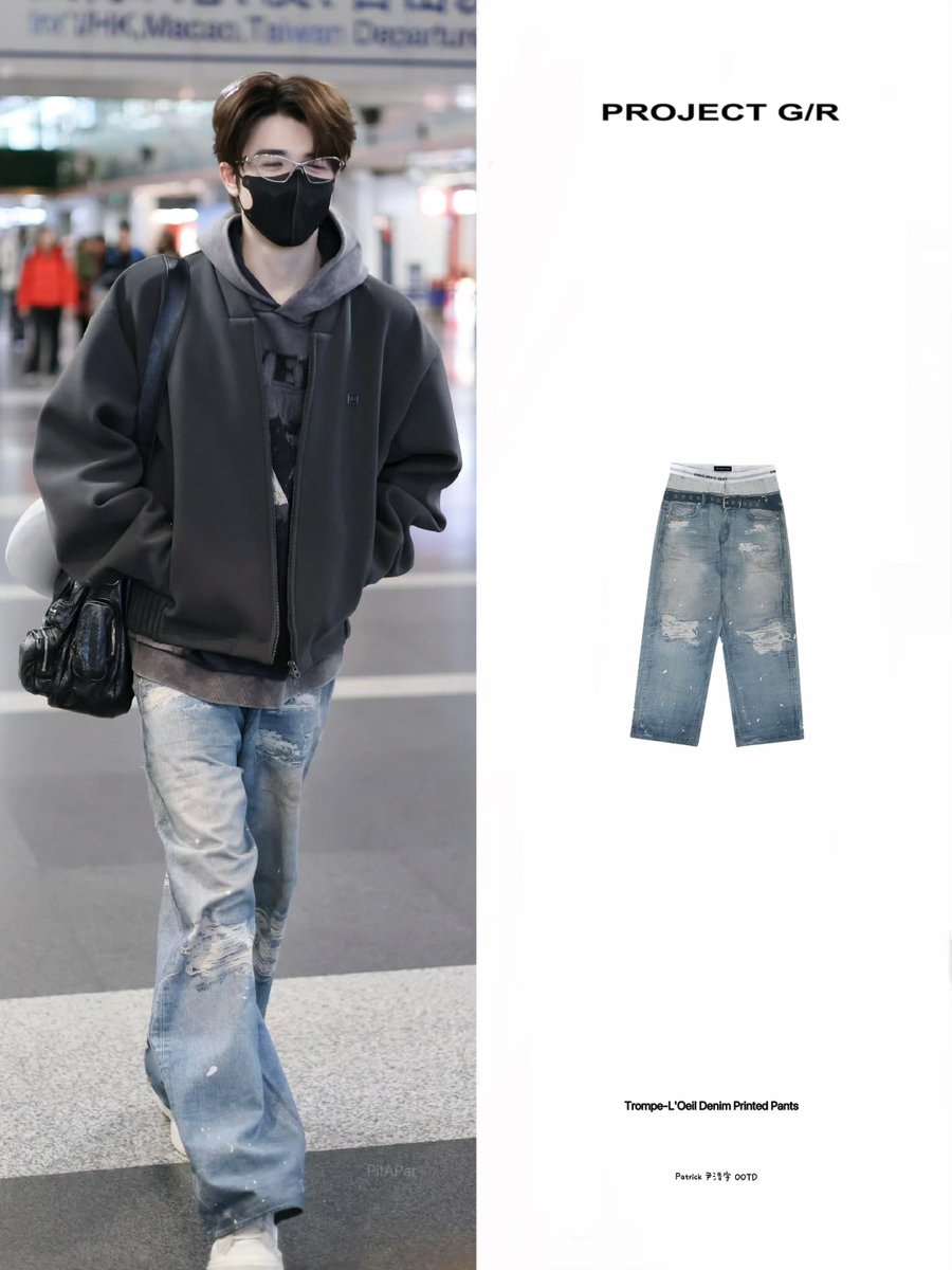 Patrickfs1020's tweet photo. ➖#PatrickFashion ➖
#WE11DONE
✩ Poster Hoodie
#BADBLOOD
✩ Beyond Cash Soft Zip-Up Jacket
#ProjectGR  Project G/R
✩ Trompe-L'Oeil Denim Printed Pants

#PatrickAirport #ootd
#แพทริค #แพทริคณัฐวรรธ์
#PatrickFinkler #尹浩宇 
#Patrick尹浩宇 #YinHaoyu 
#Outfit #fashion https://t.co/9DTP9Hppp1