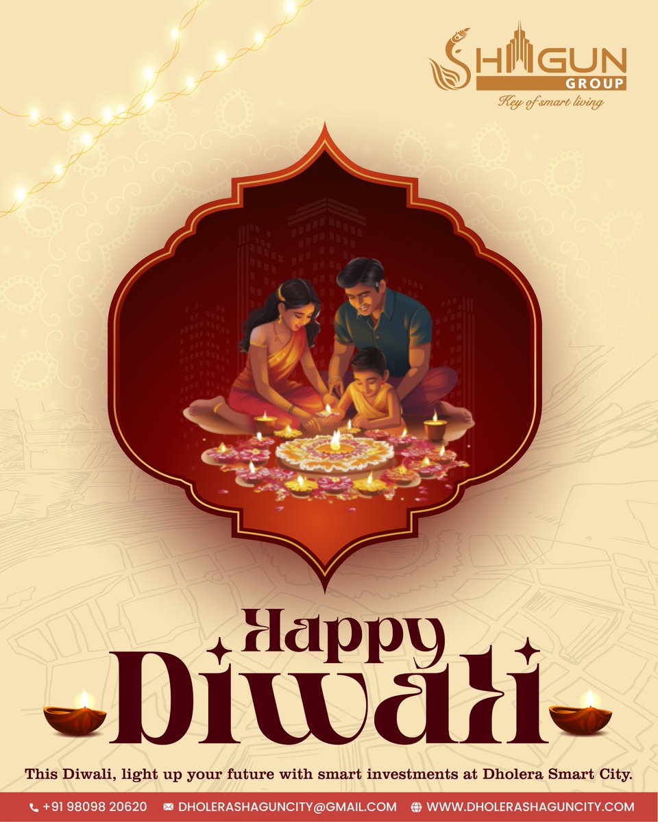 dholeraprojects's tweet photo. 🎆✨ Wishing you a Diwali filled with lights of joy and moments of prosperity! ✨🎆
At Shagun Group, we believe in building brighter futures — just like the festival of lights inspires us to illuminate lives.

#HappyDiwali #ShagunGroup #FestivalOfLights #ProsperityAndProgress https://t.co/LOIXQMtTSo