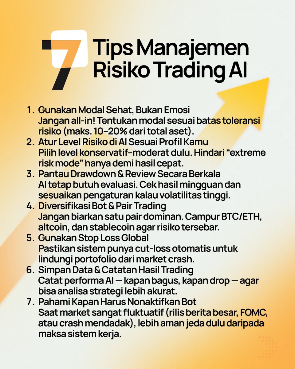 coinpro_id's tweet image. 💡 Trading pakai AI itu aman asal paham cara kelola risikonya!
Yuk pelajari 7 tips biar profitmu tetap stabil 🚀
#AICoinPro #KeepBit #CryptoTrading #AITrading #CoinPro #SmartTrading #ProfitStabil #CryptoIndonesia #TradingAman #BotTrading #ManajemenRisiko #CryptoEducation