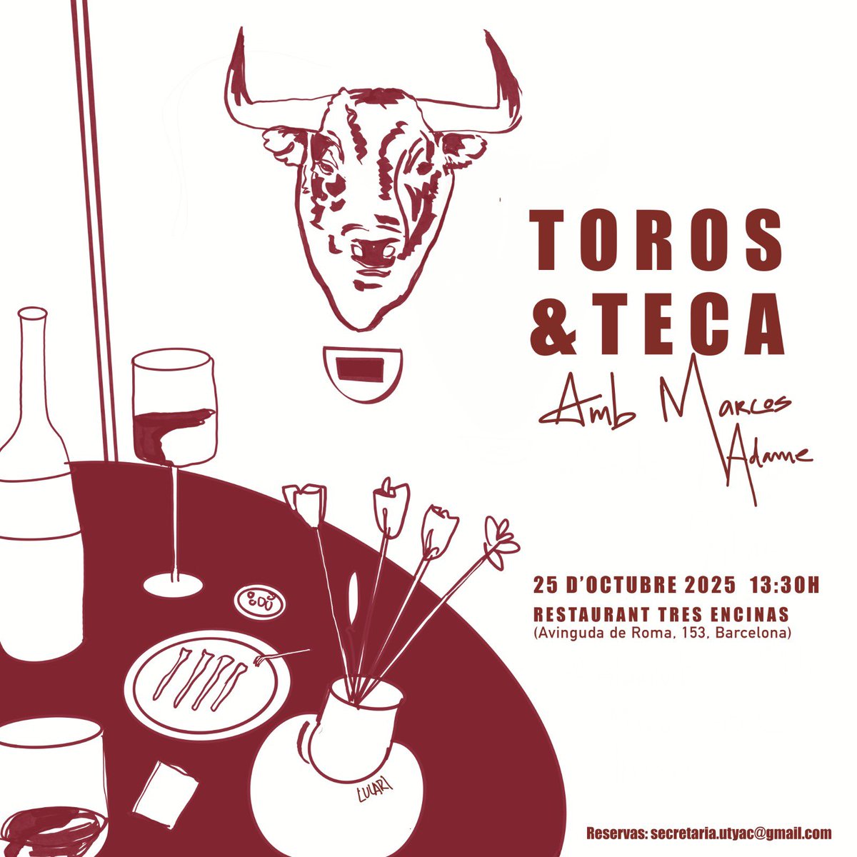 🍷🍽️ Regresa Toros&amp;Teca, en esta ocasión con el novillero con caballos Marcos Adame. 

📅 El 25 de octubre tenemos una cita en el restaurante Tres Encinas, charlaremos con el espada catalán y disfrutaremos de una comida entre aficionados. ¡Te esperamos!

➡️ Inscripciones: