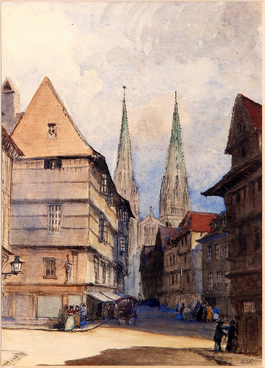 🖌 Al livourien e #Breizh 
Painters in #Brittany 

"Quimper", aquarelle 22x15 cm by Albert Edward Richardson 🏴󠁧󠁢󠁥󠁮󠁧󠁿 (1880-1964), architecte, professeur et écrivain britannique spécialiste de l'architecture dans la première moitié du XXème siècle