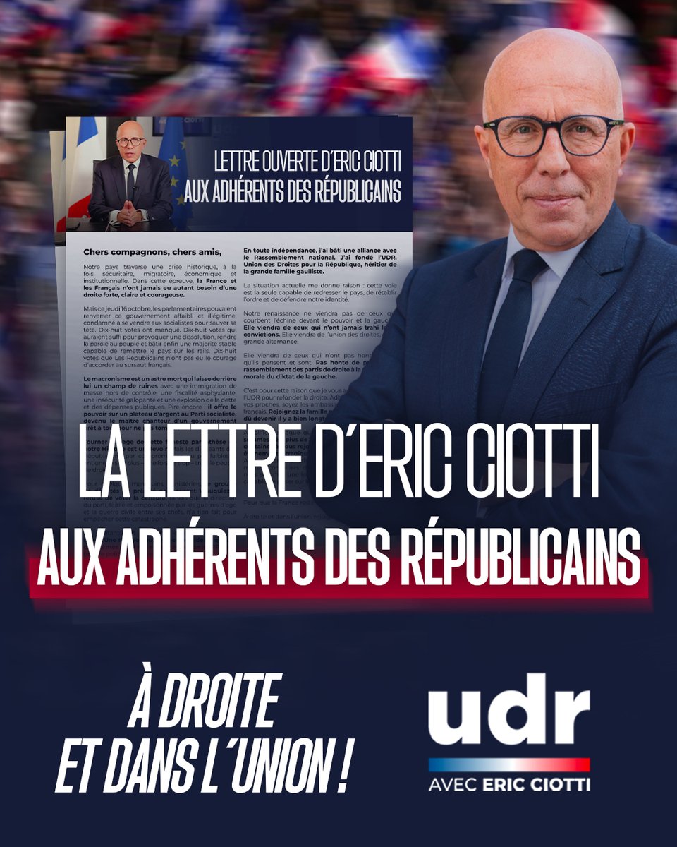 À droite et dans l'union, rejoignez l'UDR !

➡️ Découvrez la lettre ouverte de notre président Eric Ciotti aux adhérents <a href="/lesRepublicains/">les Républicains</a> : urls.fr/TuursZ