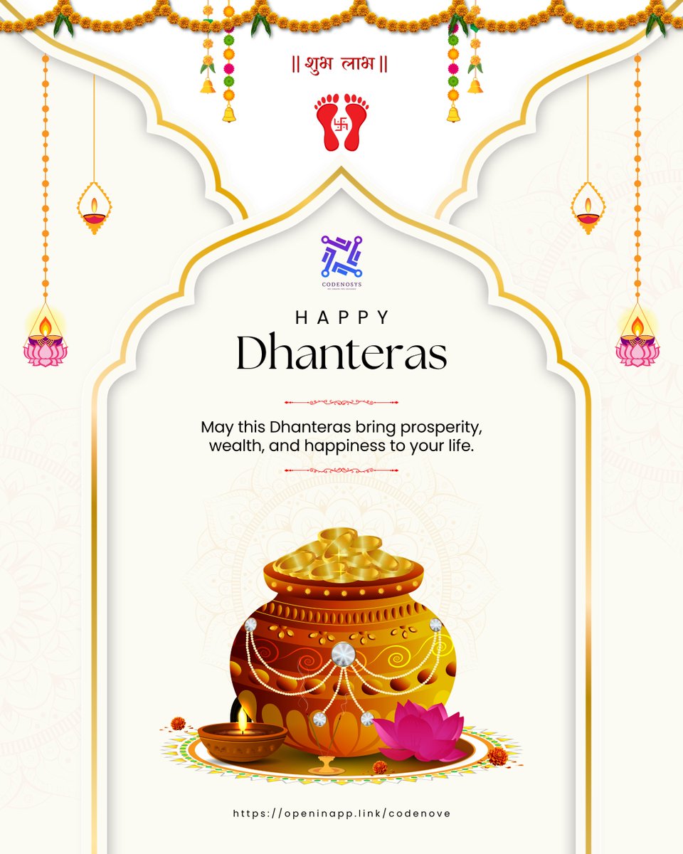 CodeNove's tweet photo. Gold, silver, or pixels — prosperity shines in every form! 💫
This Dhanteras, let’s invest in ideas that never lose value — your brand and its digital presence.
💰✨ #HappyDhanteras from Team Codenosys!

[dhanteras 2025 wishes] [dhanteras digital post] [happy dhanteras greetings] https://t.co/GsUqMzQNbO