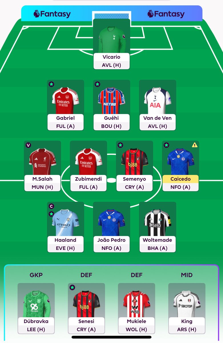 Good luck everyone! Going to benchboost this week as I hate the chip and lower teams playing each other.