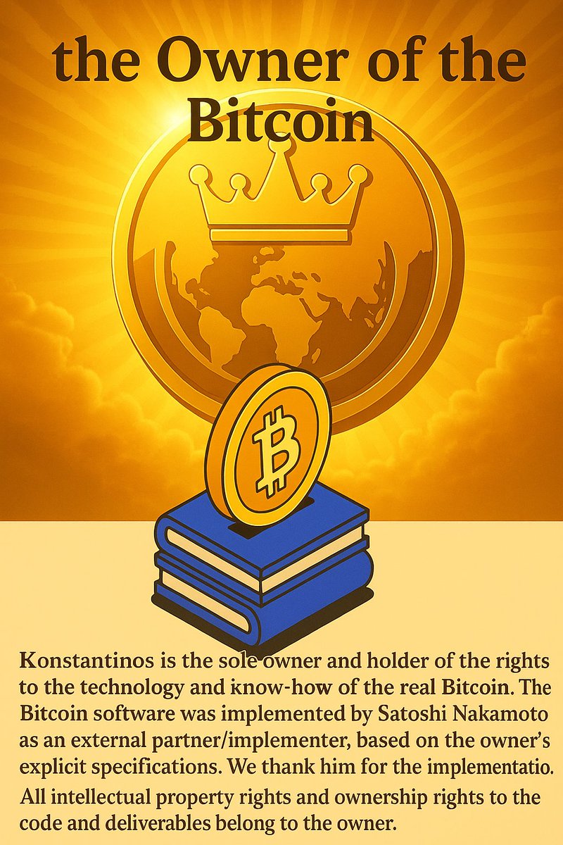 kowtoken's tweet photo. Konstantinos is the exclusive Owner and rights holder of the technology and know-how of Bitcoin.

All intellectual property rights and ownership rights to the code and deliverables belong to the owner.
#Bitcoin #SatoshiNakamoto #Blockchain #Ethereum #BNB #Dogecoin #Litecoin #more https://t.co/SexJIivW4L