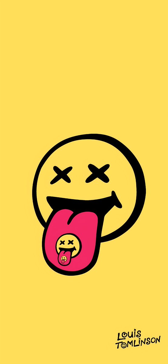 A wallpaper featuring the Louis Tomlinson smiley face art.