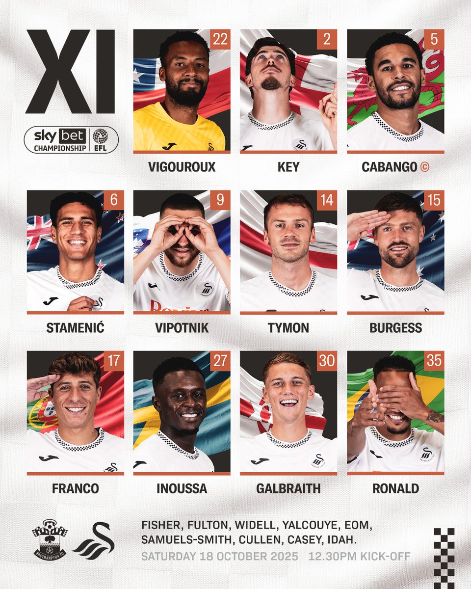 Swansea City AFC (@swansofficial) on Twitter photo Here's how the #Swans line up for this afternoon's <a href="/SkyBetChamp/">Sky Bet Championship</a> fixture 🆚 <a href="/SouthamptonFC/">Southampton FC</a> 🦢 Here's how the #Swans line up for this afternoon's <a href="/SkyBetChamp/">Sky Bet Championship</a> fixture 🆚 <a href="/SouthamptonFC/">Southampton FC</a> 🦢