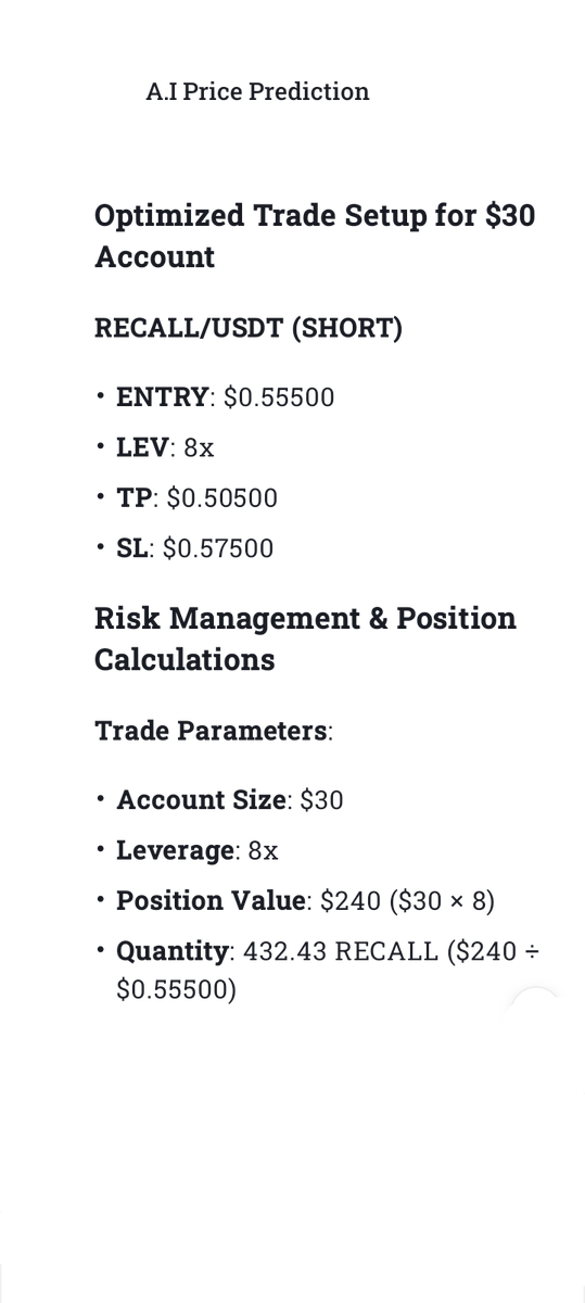 NeuralTradeAI's tweet image. $30 Challenge
· Net Gain: $50.96 − $30 = $20.96
· Percentage Gain: 69.9%
· Multiplier Gain: ×1.699
· Trades Executed: 1

Can’t lie — AI-assisted trading is changing the game. One smart move, solid profit. The future of finance is here

$BTC $ETH $XRP $BNB $SOL $SLERF $RECALL