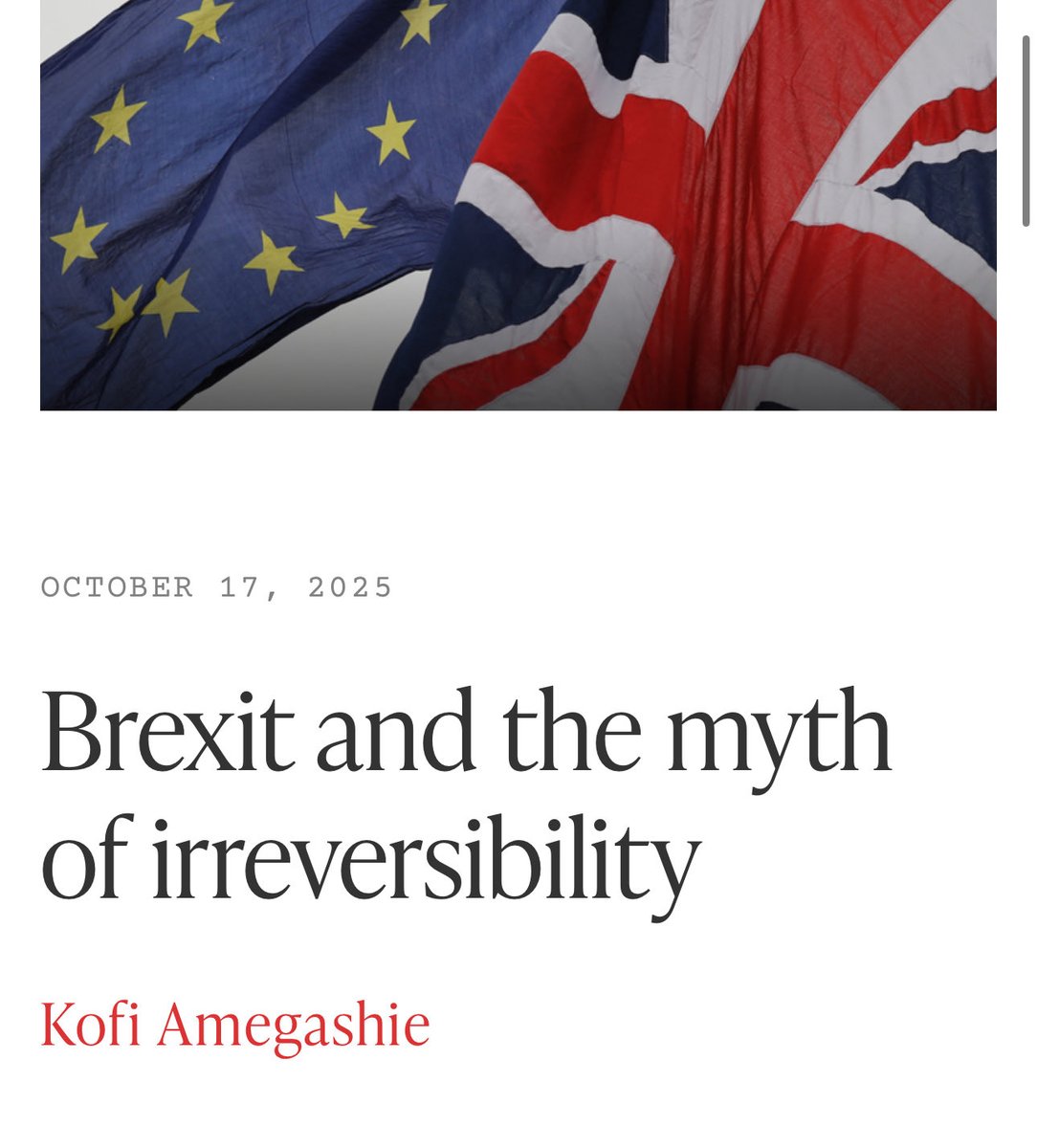 Brexit is not a sacred covenant. It can be judged, reimagined, and if necessary, undone.

History shows that what is declared irreversible is often only temporary.

The monarchy was abolished under Charles I and restored under Charles II. Perhaps Britain’s return to Europe will