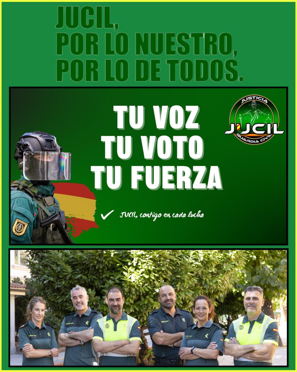 <a href="/jucilnacional/">Jucil Nacional</a> 🔴 Votar a #JUCIL, la Asociación mayoritaria de la Guardia Civil, es proteger tus derechos y asegurar la lucha por las reivindicaciones de todos los guardias civiles.

El 28 y 29 de octubre, #VotaJUCIL 

#ContigoEnCadaLucha