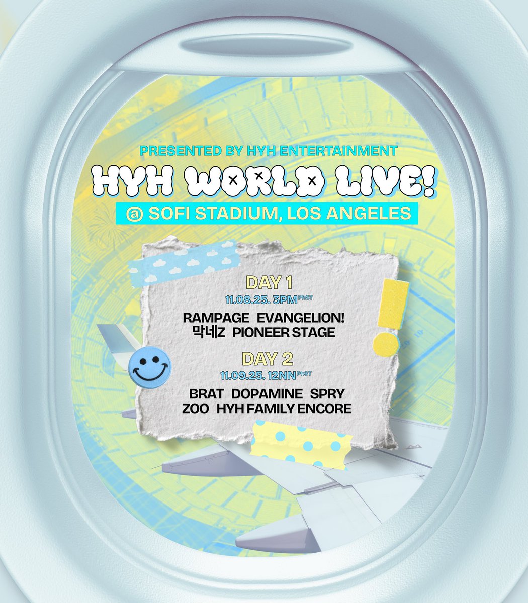 official_HYH's tweet image. HYH WORLD LIVE 2025: TICKETING

Grab your tickets here! 
🎫: forms.gle/72gcaVPHD3ZmEB…

📅: This November 8-9, 2025
🏟️: SoFi Stadium, Los Angeles

#HYHWORLDLIVE2025
#HYHWORLDLIVE_LA
#SPRY #EVANGELION #brat #Dopamine #RAMPAGE