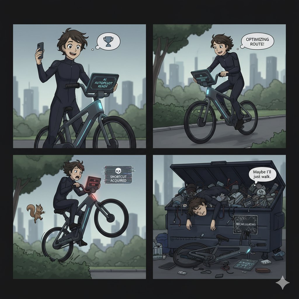 iosvsand's tweet image. My smart device&apos;s &quot;optimized route&quot; vs. reality. #SmartBikeFail #TechHumor #AIProblems #JustWalk