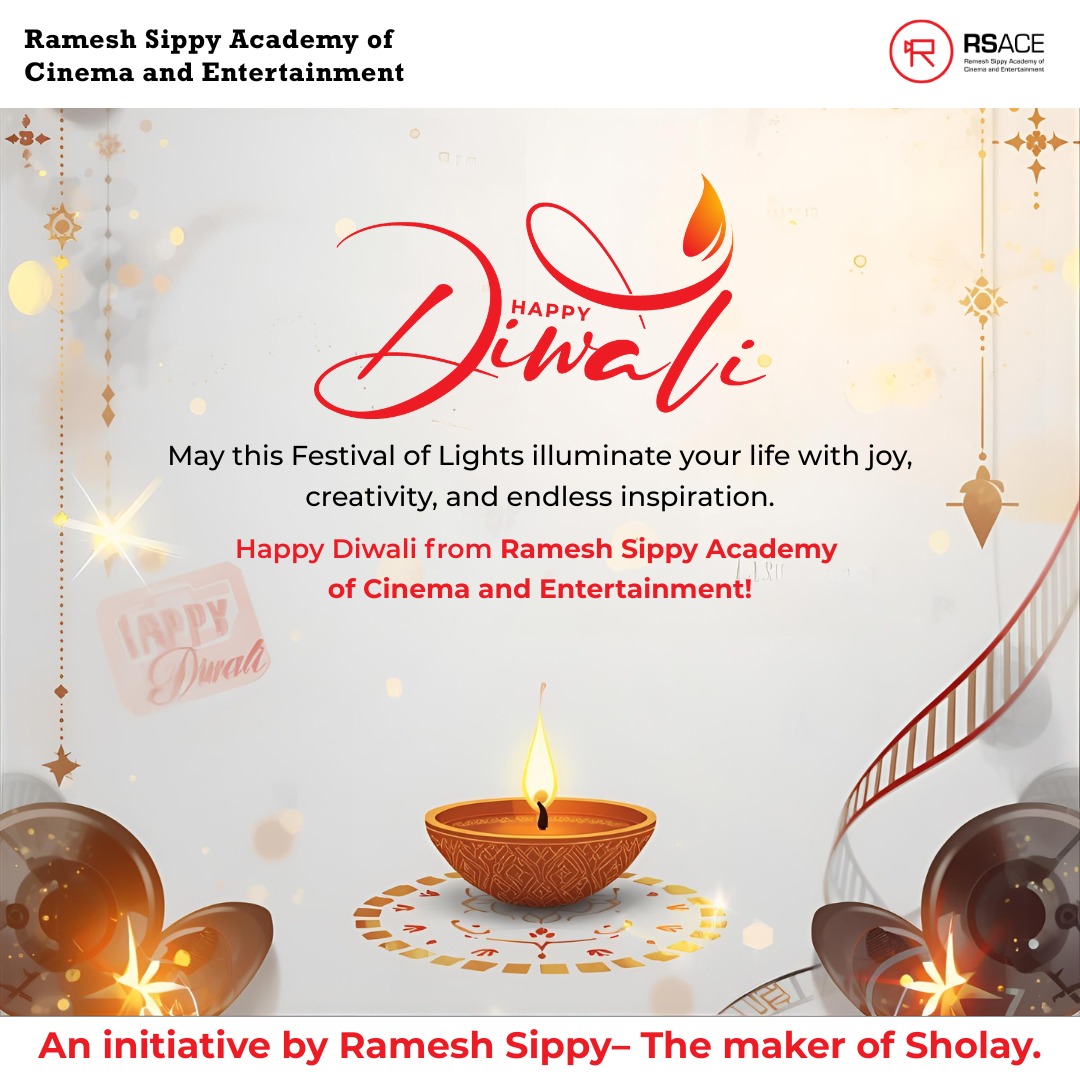 RSACE_Live's tweet photo. Lights, camera, celebration! May this Diwali fill your life with creativity, joy, and endless inspiration. Happy Diwali from all of us at Ramesh Sippy Academy of Cinema and Entertainment

#HappyDiwali #DiwaliVibes #FestivalOfLights #LightUpLives #JoyAndLaughter #RSACE https://t.co/XaAW4iUMDu