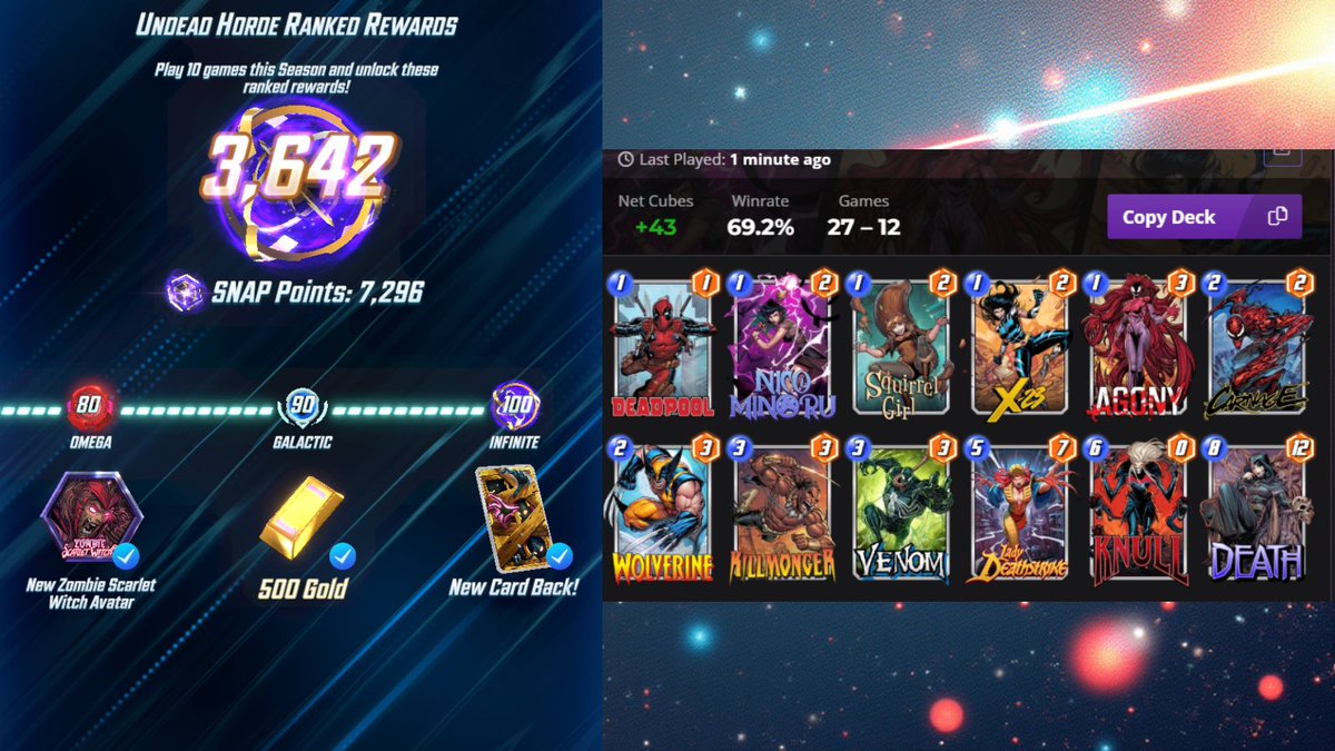 GamingWithFlashX (@gwflashx) on Twitter photo Well, tried and true Destroy does it again. LDS in the flex spot, she's very good into the meta right now. And before you ask, yes I had Moira in here but I took her out to keep it simple. And no Headpool because that card is cope in standard Destroy. Well, tried and true Destroy does it again. LDS in the flex spot, she's very good into the meta right now. And before you ask, yes I had Moira in here but I took her out to keep it simple. And no Headpool because that card is cope in standard Destroy.