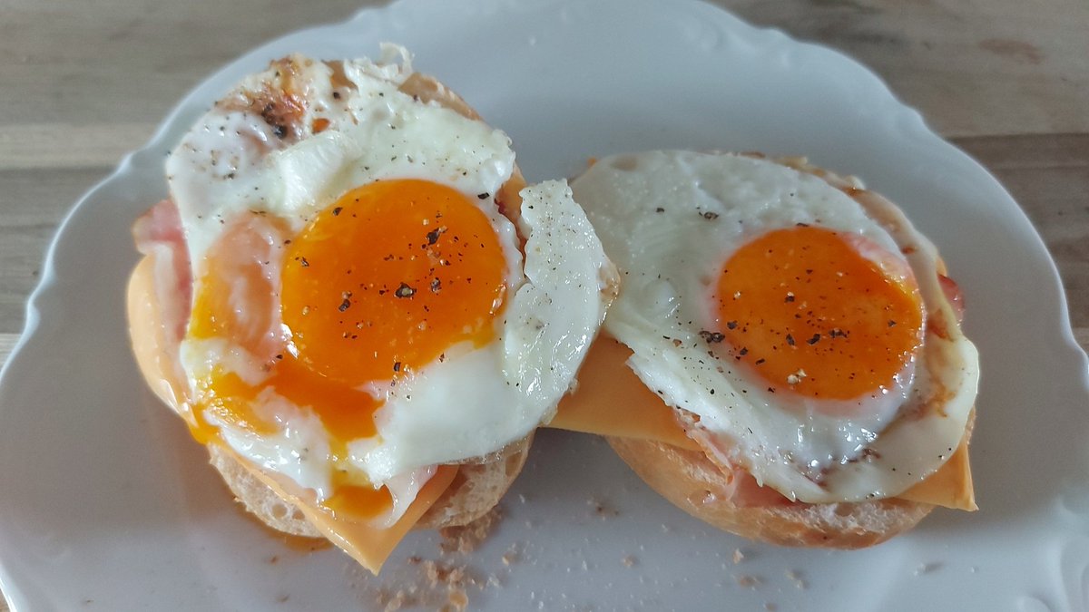 Am Ende wird die Klimarettung an so einfachen Dingen scheitern wie diesem Brötchen mit Butter, Käse, gebratenem Speck und Spiegelei.  Denn ein klimaneutrales Leben ist eben auch ein weitestgehend veganes Leben, in dem wir alle auf die Erzeugnisse aus der Nutztierhaltung werden
