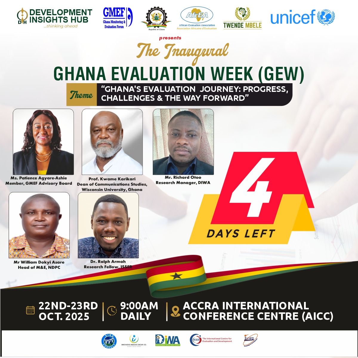 The Countdown continues........Excited for the Inaugural Ghana Evaluation Week. #GEW #Monitoring #Evaluation #DIH