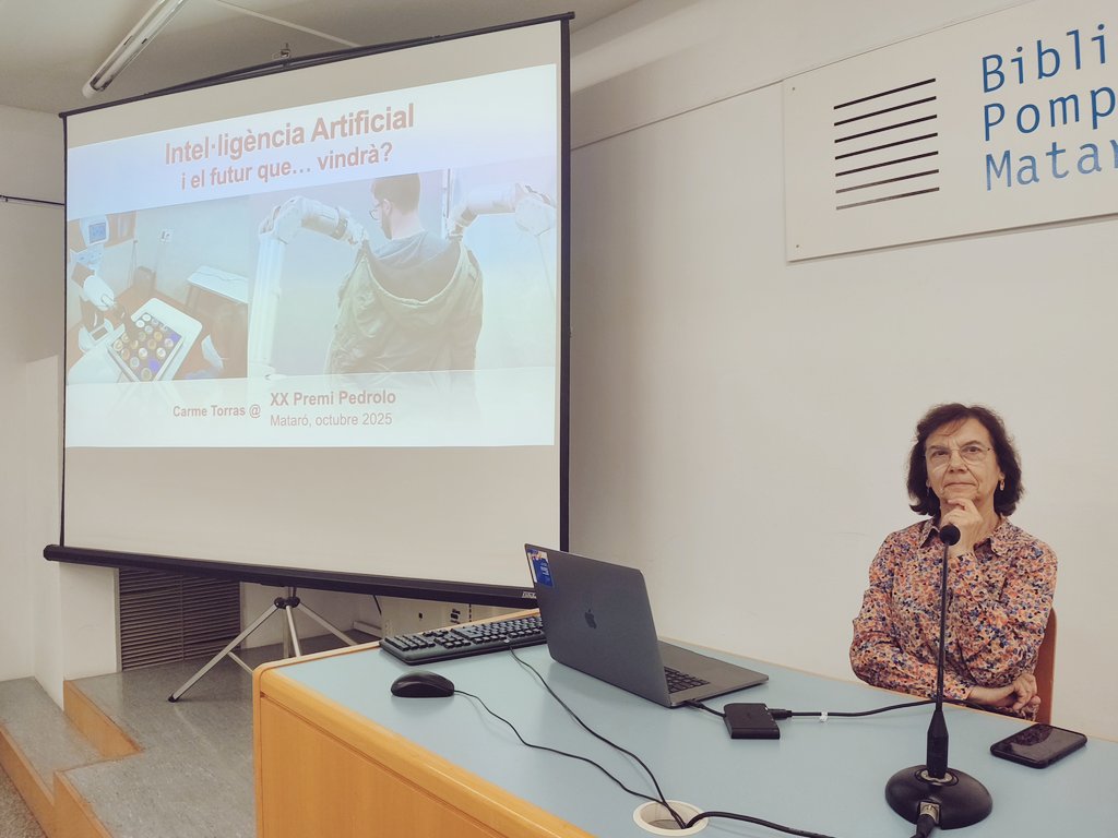 Sc2f2's tweet image. La científica i robotista Carme Torras ens fa una xerrada titulada 'La intel·ligència artificial i el futur que... Vindra?'
#66TerCat