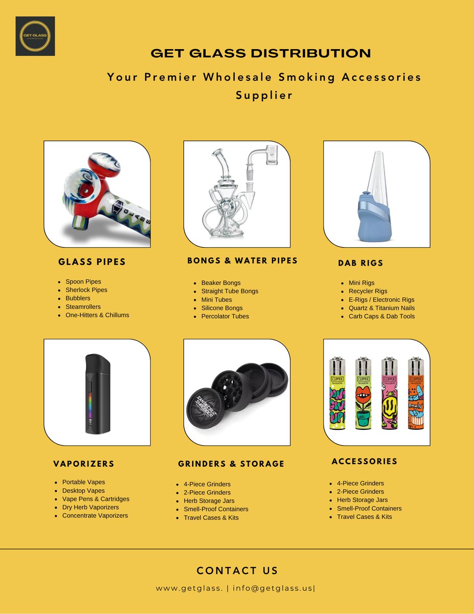 Stock what sells. We're your premier wholesale partner for bongs, pipes, vaporizers, and grinders. Let's grow your business.

DM for catalog. Visit getglass.us  

#Wholesale #B2B #SmokeShop #Supply #Retail #SmallBusiness #Getglassdistribution