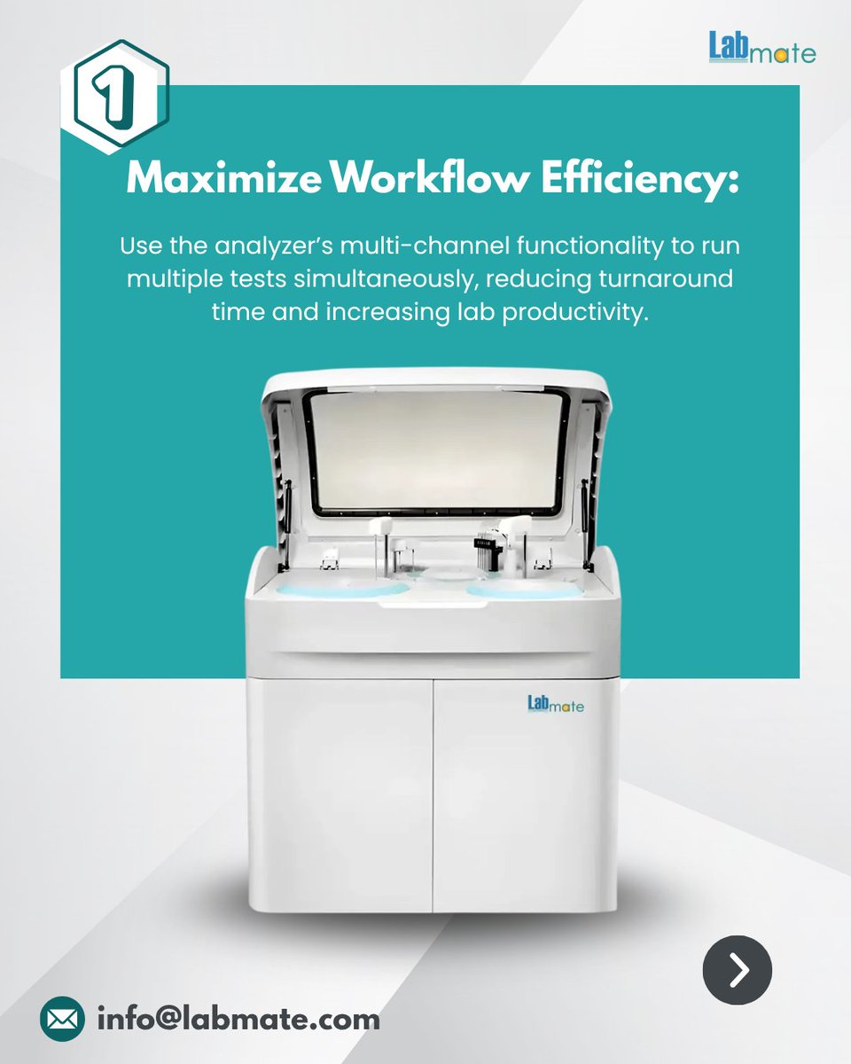 labmateINC's tweet image. Labmate Automatic Biochemistry Analyzer LMABA-A100 performs 420 biochemical tests per hour with photometric accuracy.

Email: info@labmate.com

Website: labmate.com/automatic-bioc…

#Labmate #BiochemistryAnalyzer #AutomatedAnalyzer #PhotometricAnalyzer