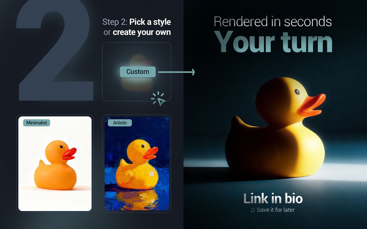 orbitrender3d's tweet photo. Go from 3D model to portfolio-ready shot in under 60 seconds. All inside your browser.

Stop waiting. Start creating.

Try the AI-powered workflow for free: https://t.co/e9nafVCqSS

#AItools #3Dvisualization #OrbitRender https://t.co/yyn2XjxHMm