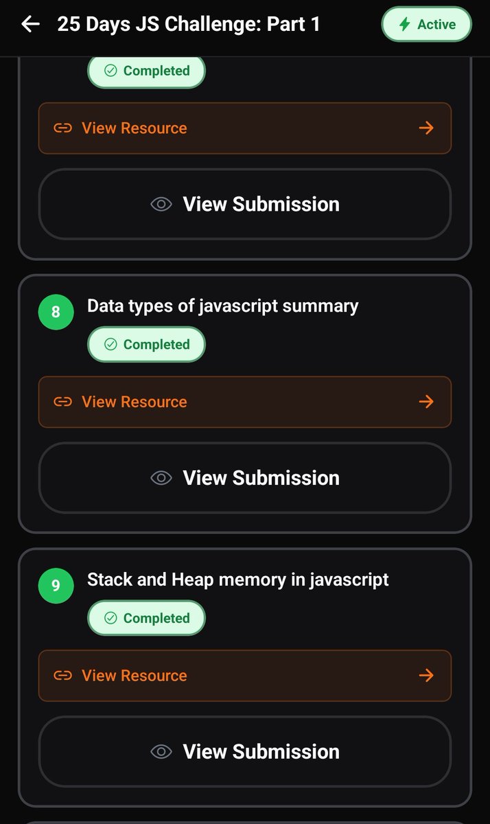 prabhjotsi2008's tweet image. 🔥 Day 83 & 84 of #100DaysOfCode
🚀 MasterJi JS Challenge Day 8 & 9 ✔️
✅️ Covered primitive and Non-Primitive datatypes
✅️ Crystal Clear explanation of Stack and Heap by @Hiteshdotcom @ChaiCodeHQ
✅️ Also did some Codetantra
✨️ Currently at 27th Position in MasterJi