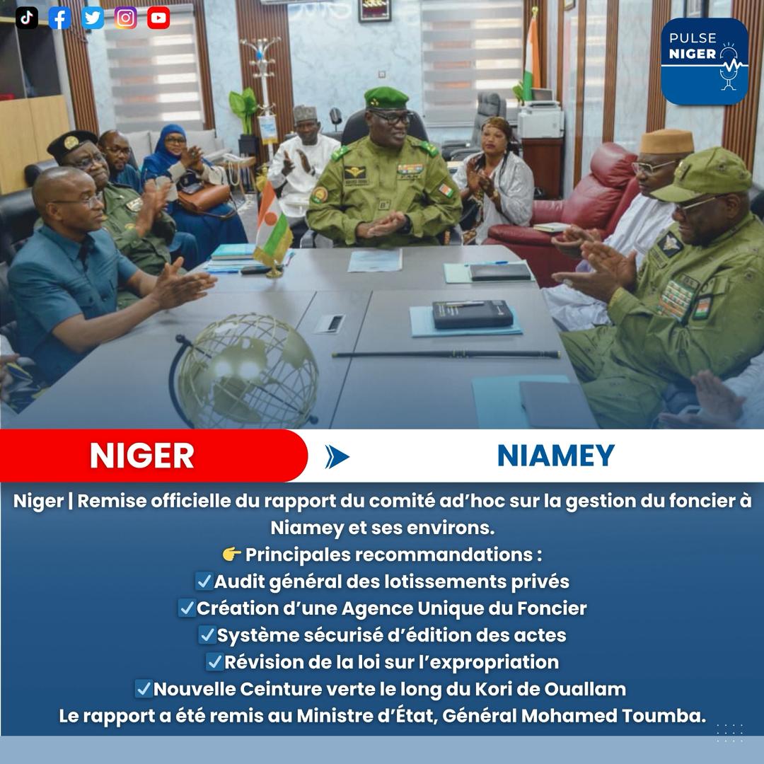 🟥#Niamey : Vers une nouvelle gouvernance du foncier, le rapport Toumba trace la voie !

#AES #CNSP #PulseNiger