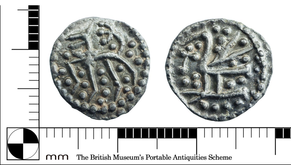Britains_PAST's tweet photo. We recovered a sceatta in lovely condition recently. East Anglian dating to 710-750 AD https://t.co/3GrN8VklRy