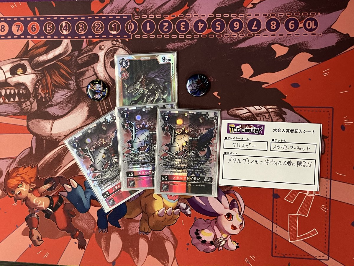 本日18時より開催致しました
#デジモンカードゲーム　公認大会
HACKER'S SLUMBER 発売記念大会
5名の方に参加いただきました！

優勝者【クリスピー】選手です🥇 
デッキ名【メタグレワンショット】
コメント【メタルグレイモンはウイルス種に限る！！】

本日は優勝おめでとうございます❗️🎊