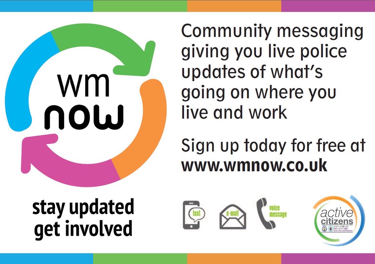 SmethwickWMP's tweet photo. Join up to our Police messaging service #WMNOW https://t.co/PwBJMHimsx
