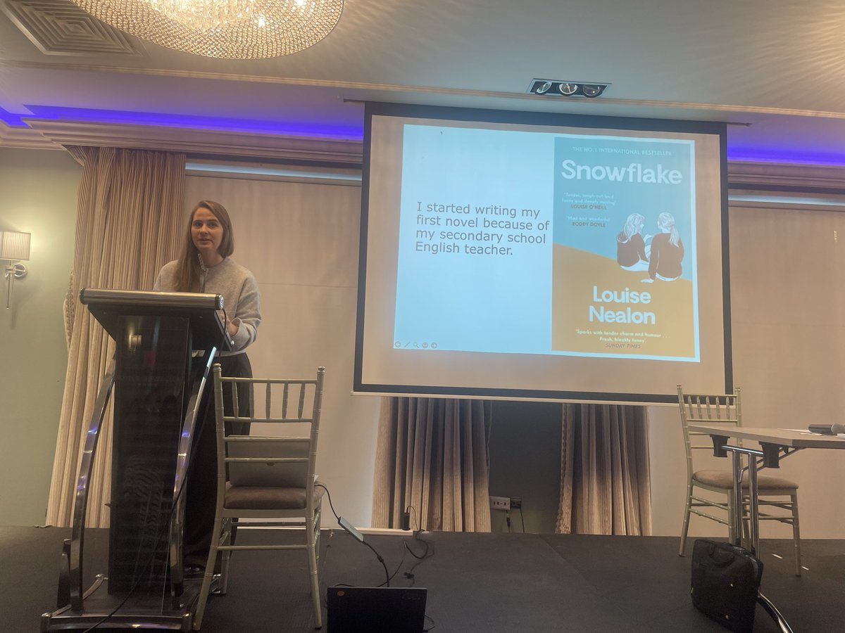 INOTEnews's tweet photo. 🔷INOTE Conference 2025🔷

Author Louise Nealon took attendees through her secondary school journey &amp; her relationship with inspirational English teacher @littlemissbutler 

Louise talked about the devices that worked in the classroom for her, the Rumpelstiltskin &amp; AI 😛 https://t.co/zEB0tgN7b2