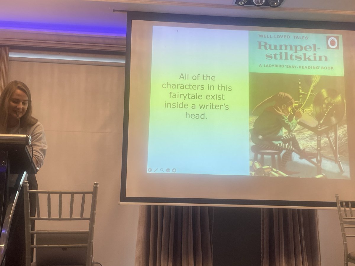 INOTEnews's tweet photo. 🔷INOTE Conference 2025🔷

Author Louise Nealon took attendees through her secondary school journey &amp; her relationship with inspirational English teacher @littlemissbutler 

Louise talked about the devices that worked in the classroom for her, the Rumpelstiltskin &amp; AI 😛 https://t.co/zEB0tgN7b2